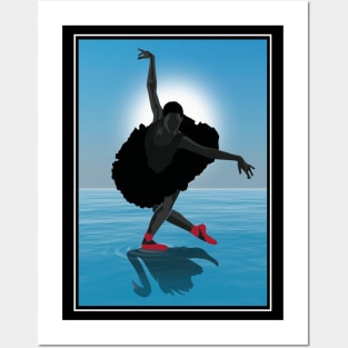 Ballerina Black silhouette dancing the Swan Lake Posters and Art